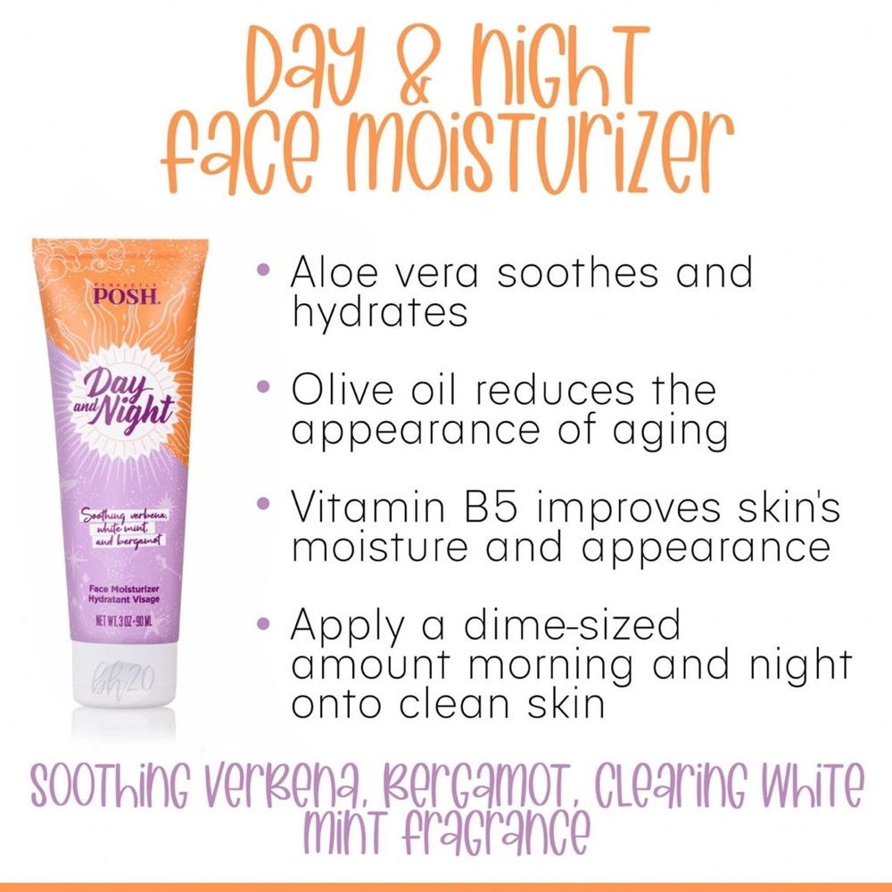 New Sealed Perfectly Posh Day and Night Face Moisturizer Verbena, Mint, Bergamot